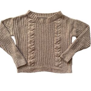 EXPRESS TAUPE CHUNKY KNIT LONG SLEEVE OVERSIZED SWEATER SIZE XS